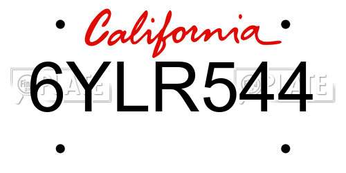 6YLR544 California License Plate