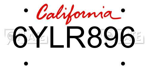 6YLR896 California License Plate