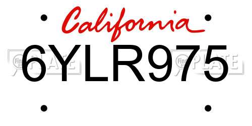 6YLR975 California License Plate