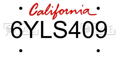 6YLS409 California License Plate