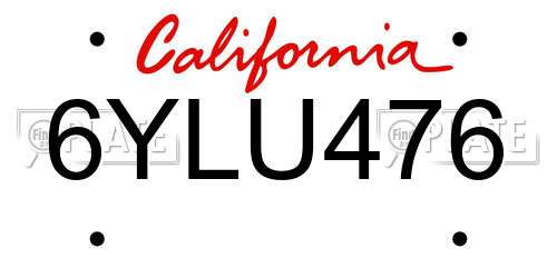 6YLU476 California License Plate