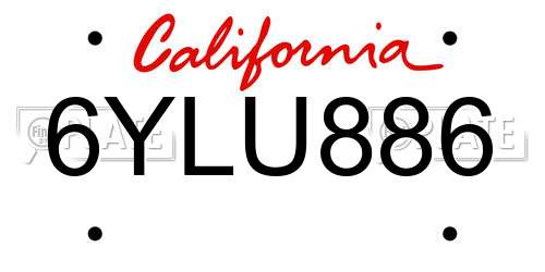 6YLU886 California License Plate