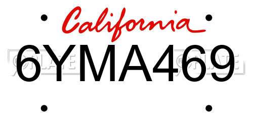 6YMA469 California License Plate