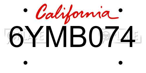 6YMB074 California License Plate
