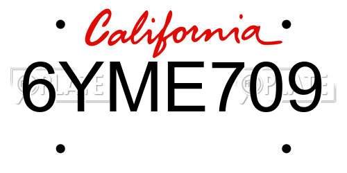6YME709 California License Plate