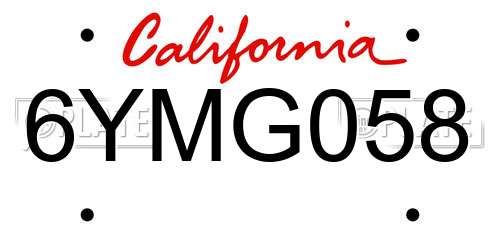 6YMG058 California License Plate