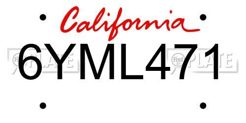 6YML471 California License Plate