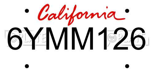 6YMM126 California License Plate