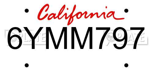 6YMM797 California License Plate