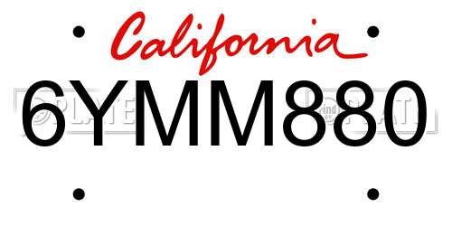 6YMM880 California License Plate