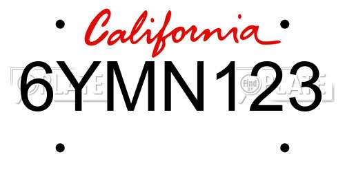 6YMN123 California License Plate