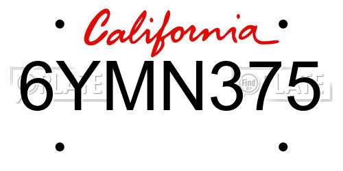 6YMN375 California License Plate