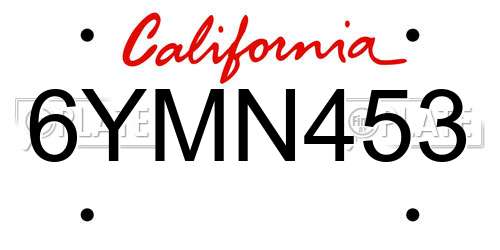 6YMN453 California License Plate