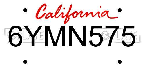 6YMN575 California License Plate