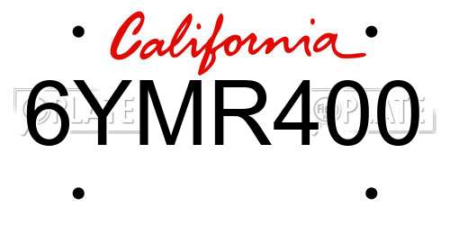 6YMR400 California License Plate