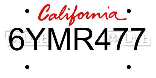 6YMR477 California License Plate