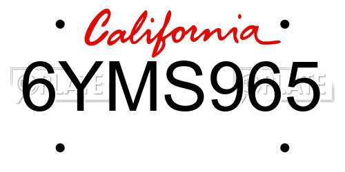 6YMS965 California License Plate