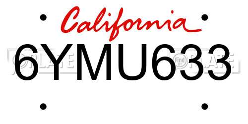 6YMU633 California License Plate