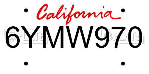 6YMW970 California License Plate