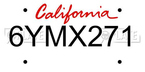 6YMX271 California License Plate