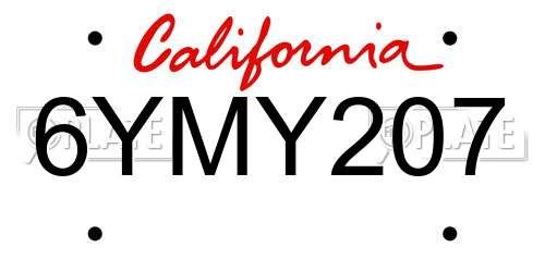 6YMY207 California License Plate