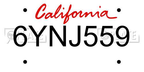 6YNJ559 California License Plate