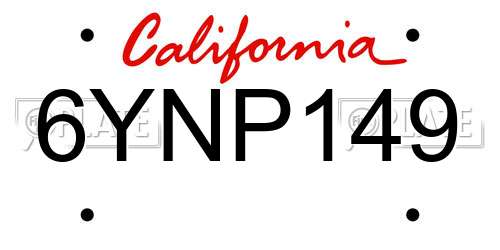 6YNP149 California License Plate