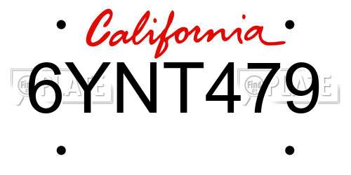6YNT479 California License Plate