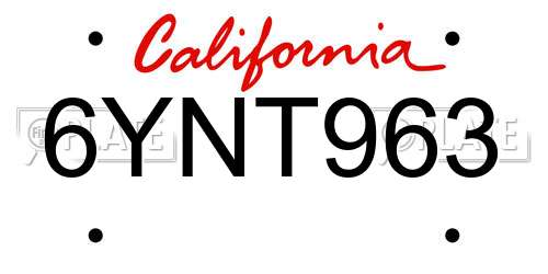 6YNT963 California License Plate