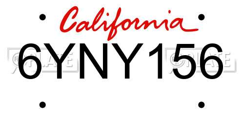 6YNY156 California License Plate