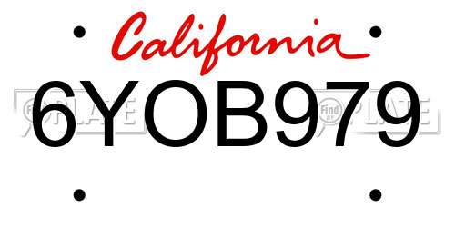 6YOB979 California License Plate