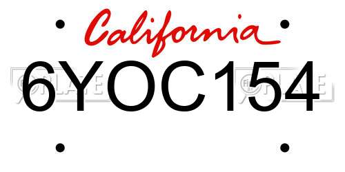 6YOC154 California License Plate
