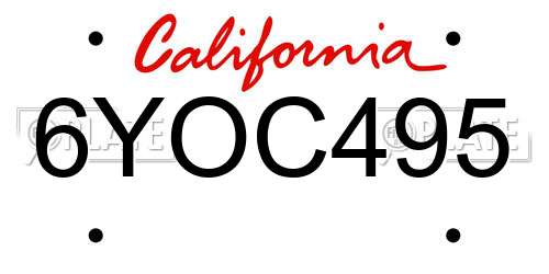 6YOC495 California License Plate