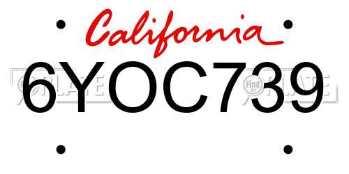 6YOC739 California License Plate