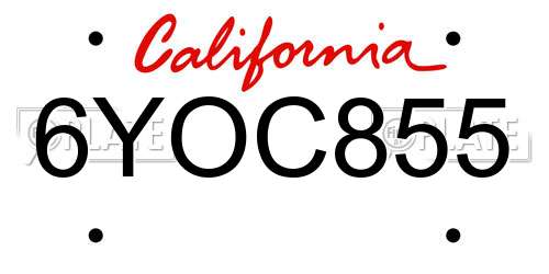6YOC855 California License Plate