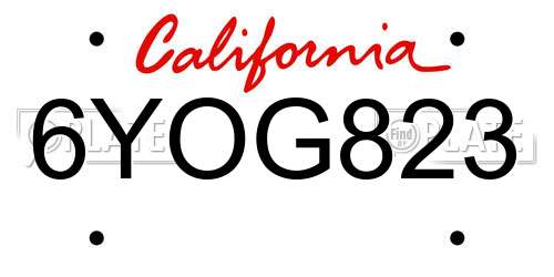 6YOG823 California License Plate