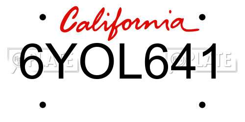 6YOL641 California License Plate