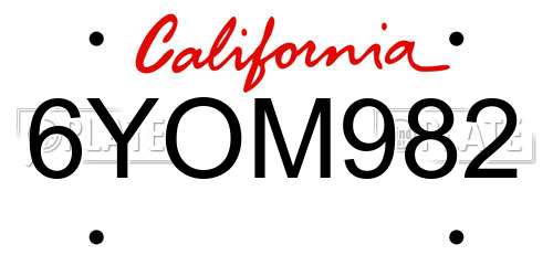 6YOM982 California License Plate
