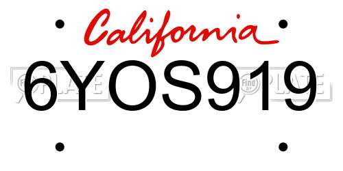 6YOS919 California License Plate