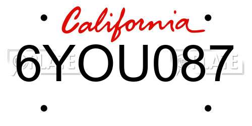 6YOU087 California License Plate