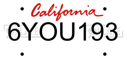 6YOU193 California License Plate