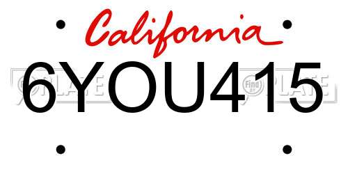 6YOU415 California License Plate
