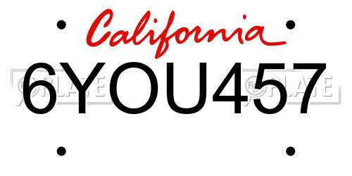 6YOU457 California License Plate