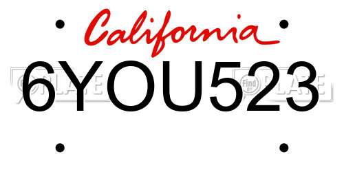 6YOU523 California License Plate