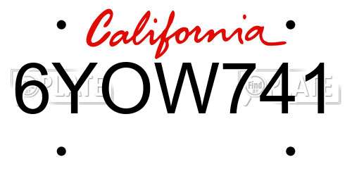 6YOW741 California License Plate