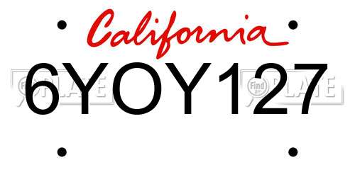 6YOY127 California License Plate