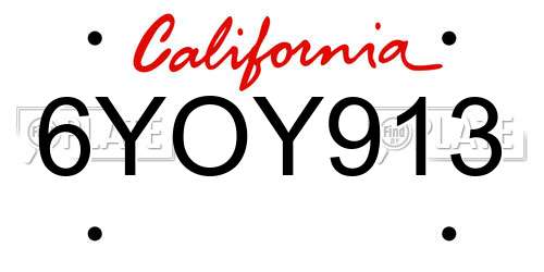 6YOY913 California License Plate