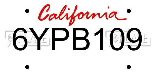 6YPB109 California License Plate
