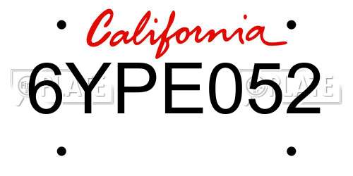 6YPE052 California License Plate