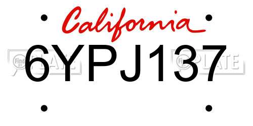 6YPJ137 California License Plate
